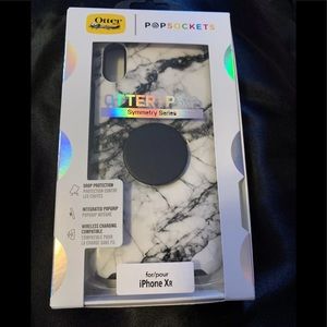 iPhone XR Otter+Pop symmetry marble black case